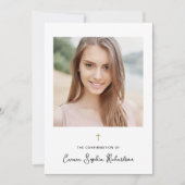 Invitation Photo douce et simple et confirmation Gold Cross (Devant)
