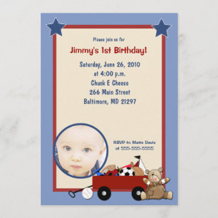 Invitation photo d'ours en peluche dans un petit c