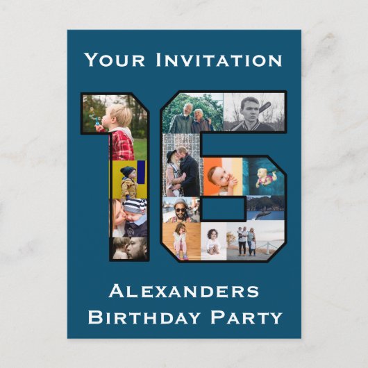 Invitation photo du 16e anniversaire (Devant)