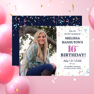 Invitation Photo du 16e anniversaire de la fête