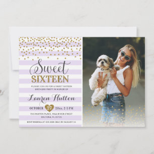 Invitation Photo du 16e anniversaire de la Lavender Sweet six