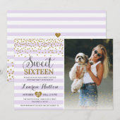 Invitation Photo du 16e anniversaire de la Lavender Sweet six (Devant / Derrière)