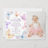 Invitation Photo du 1er anniversaire de la petite fille papil (Devant)