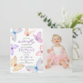 Invitation Photo du 1er anniversaire de la petite fille papil (Debout devant)