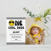 Invitation Photo du 1er anniversaire d'un heureux Cool Dude B (Debout devant)