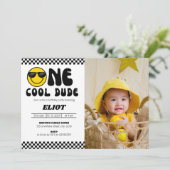 Invitation Photo du 1er anniversaire d'un heureux Cool Dude B (Debout devant)
