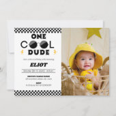 Invitation Photo du 1er anniversaire d'un heureux Cool Dude B (Devant)