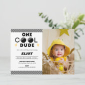 Invitation Photo du 1er anniversaire d'un heureux Cool Dude B (Debout devant)