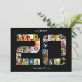 Invitation Photo du 20e anniversaire de la fête Collage noir  (Debout devant)