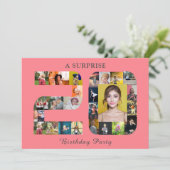 Invitation Photo du 20e anniversaire de la fête Collage rose (Debout devant)