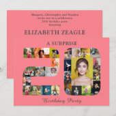 Invitation Photo du 20e anniversaire de la fête Collage rose (Devant / Derrière)