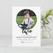 Invitation Photo du 2e anniversaire Simple Photo moderne Mini (Debout devant)