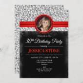 Invitation photo du 30e anniversaire - Argent Noir (Devant / Derrière)