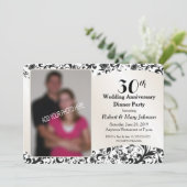 Invitation Photo du 30e anniversaire de mariage Black Swirl & (Debout devant)