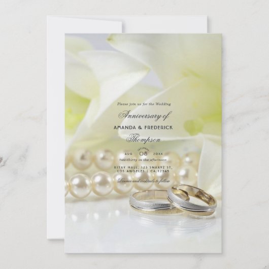 Invitation Photo du 30ème anniversaire de mariage de perle (Devant)