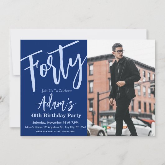 Invitation Photo du 40e anniversaire de la fête (Devant)