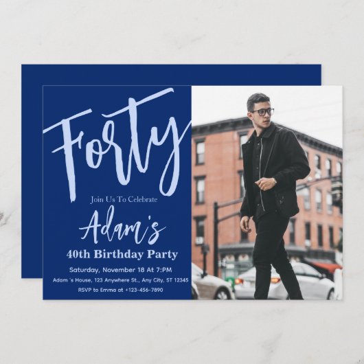 Invitation Photo du 40e anniversaire de la fête (Devant / Derrière)