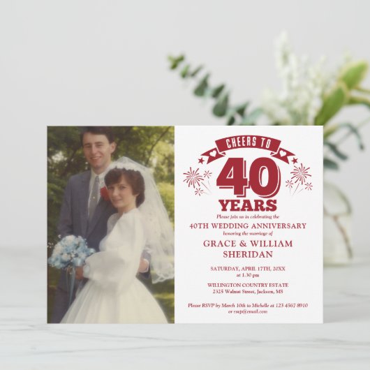 Invitation Photo du 40e anniversaire du Mariage de Ruby (Debout devant)