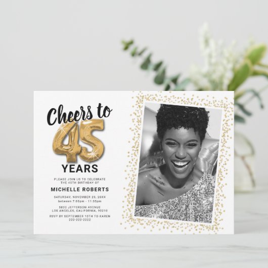 Invitation Photo du 45e anniversaire de l'année (Debout devant)