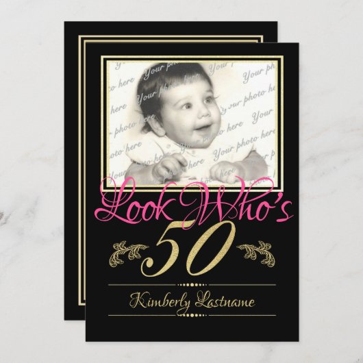 Invitation Photo du 50e anniversaire (Devant / Derrière)