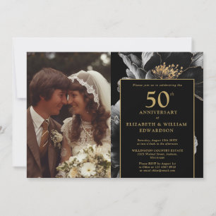 Invitation Photo du 50e anniversaire de Black And Gold