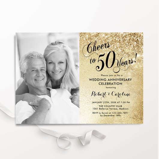 Invitation Photo du 50e anniversaire de mariage doré