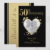 Invitation Photo du 50e anniversaire de mariage en forme de c (Devant / Derrière)
