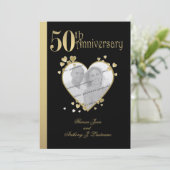 Invitation Photo du 50e anniversaire de mariage en forme de c (Debout devant)