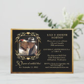 Invitation Photo du 50e anniversaire du Mariage Black & Gold (Debout devant)