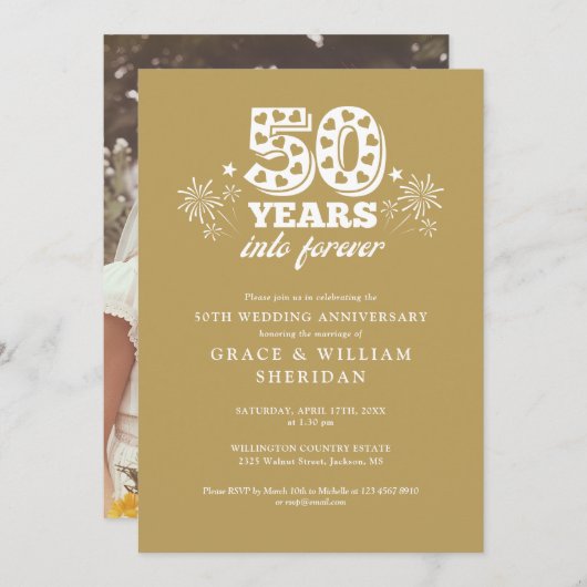 Invitation Photo du 50e anniversaire du Mariage de Forever Go (Devant / Derrière)