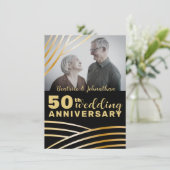 Invitation Photo du 50e anniversaire du Mariage moderne Black (Debout devant)