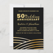 Invitation Photo du 50e anniversaire du Mariage moderne Black (Dos)