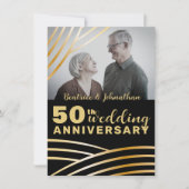 Invitation Photo du 50e anniversaire du Mariage moderne Black (Devant)