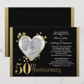 Invitation Photo du 50e anniversaire en forme de cœur (Devant / Derrière)
