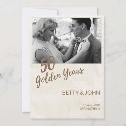 Invitation Photo du 50e Anniversaire – Texture Ivoire (Devant)