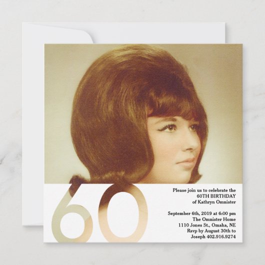 Invitation photo du 60e anniversaire - 5,25 x 5,25 (Devant)