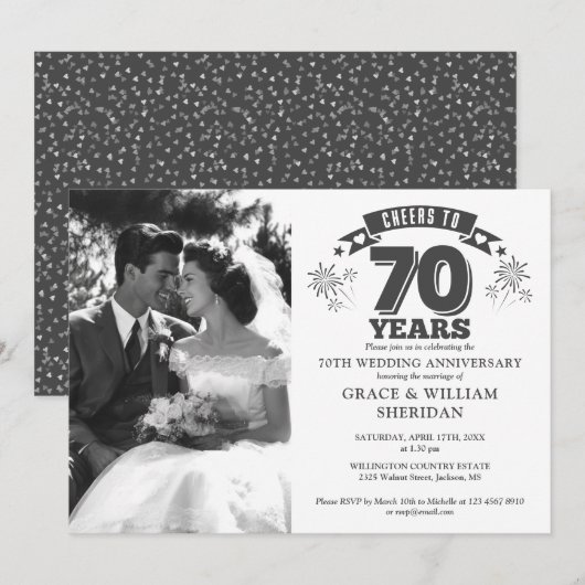 Invitation Photo du 70e anniversaire du Mariage (Devant / Derrière)