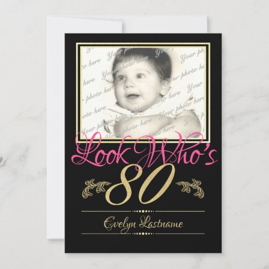 Invitation Photo du 80e anniversaire (Devant)