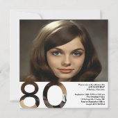 Invitation photo du 80e anniversaire - 5,25 x 5,25 (Devant)