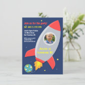 Invitation Photo du Anniversaire de enfant du Rocket Space Pa (Debout devant)