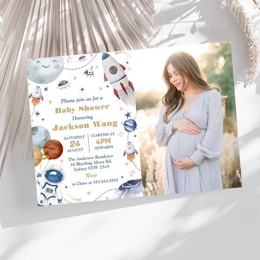 Invitation Photo du Baby shower de l'astronaute spatial