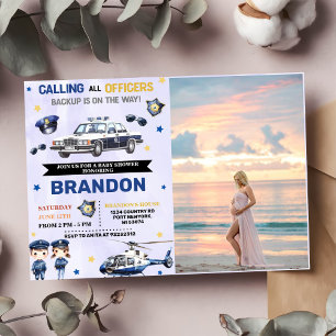 Invitation Photo du Baby shower des garçons de police