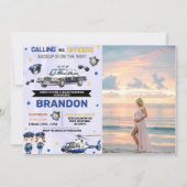 Invitation Photo du Baby shower des garçons de police (Devant)