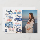 Invitation Photo du Baby shower des garçons de police (Devant)