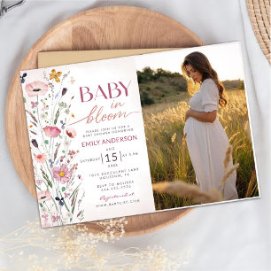 Invitation Photo du Baby shower Fleur sauvage Boho