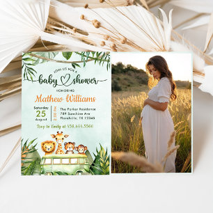 Invitation Photo du Baby shower Jungle Safari