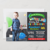 Invitation Photo du billard d'anniversaire de Chalkboard Wate (Devant)