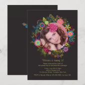Invitation photo du cadre floral (Devant / Derrière)