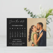 Invitation Photo du calendrier noir moderne enregistrer la da (Debout devant)