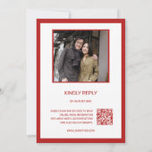 Invitation Photo du code QR | Mariage chinois blanc rouge (Dos)